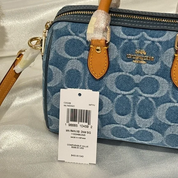 COACH Mini Rowan Crossbody Bag In Signature Denim - Picture 9 of 9